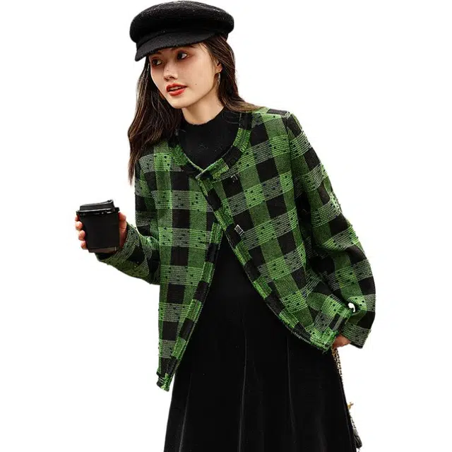 【dme】 短款休闲舒适细腻柔和亲肤外套夹克 女款 绿色