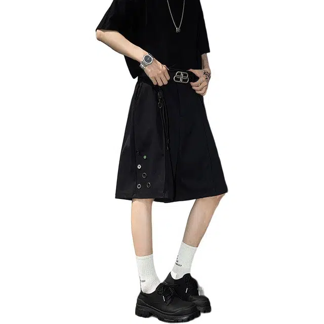 中国航天 美式简约机能大口袋纯色百搭透气高街风宽松五分休闲短裤 男女同款