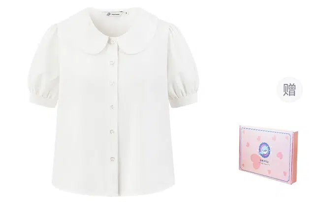 东鲸岁时记 纯色娃娃领设计感小众短袖衬衫 女款 白色