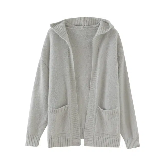 花栗鼠小姐 洱海漫步 清新甜美风连帽大贴袋宽松慵懒遮胯开衫针织衫 女款