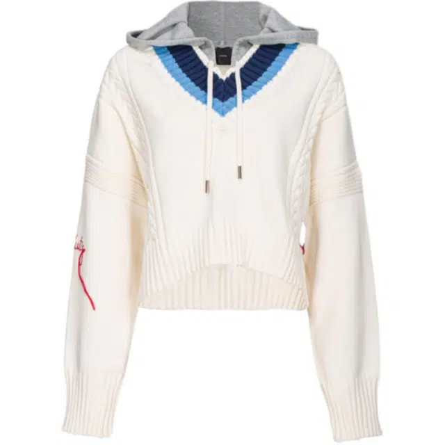 PINKO SS25 Letter Embroidered Hoodie Knit