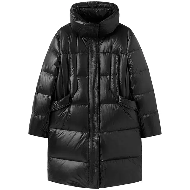 太平鸟 宽松纯色连帽中长款舒适羽绒服 女款