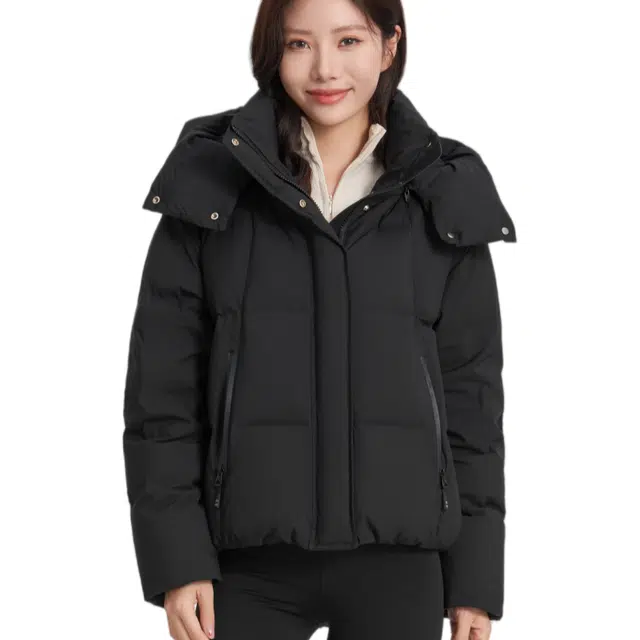 雅鹿 加厚保暖抗寒纯色极简可拆卸连帽舒适防风羽绒服 女款