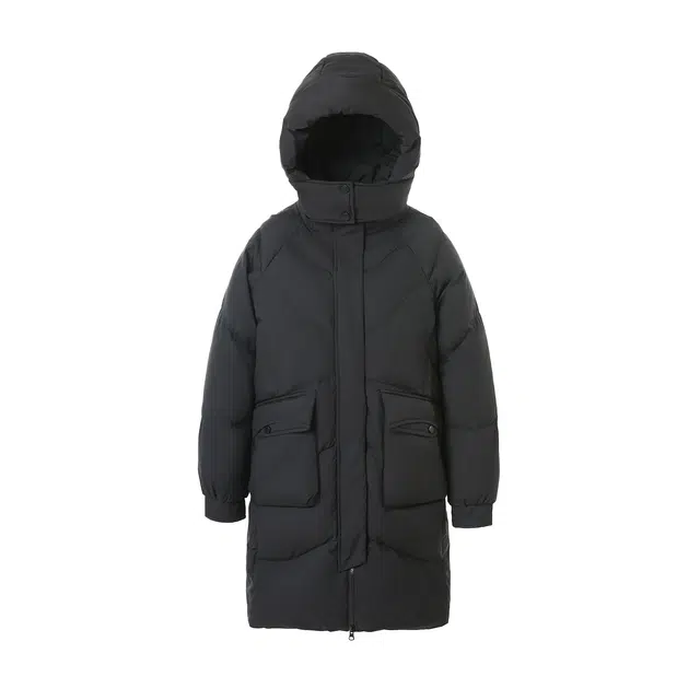 鸭鸭 中长款休闲宽松连帽可拆卸外套纯色保暖长款羽绒服 女款