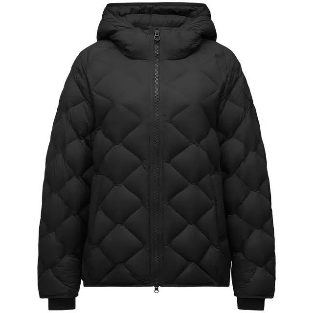 坦博尔 简约轻薄连帽菱格落肩宽松保暖外套羽绒服 女款 黑色