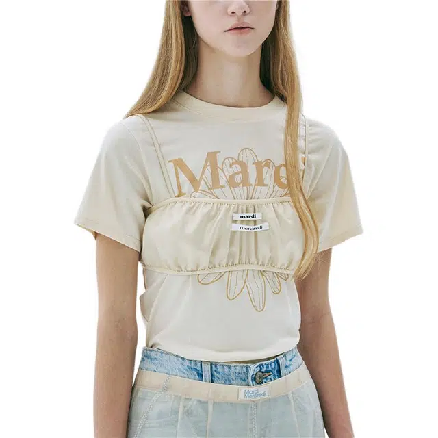 MARDI MERCREDI SS25 SATIN LAYERED BUSTIER DOUBLE LABEL_CREAM