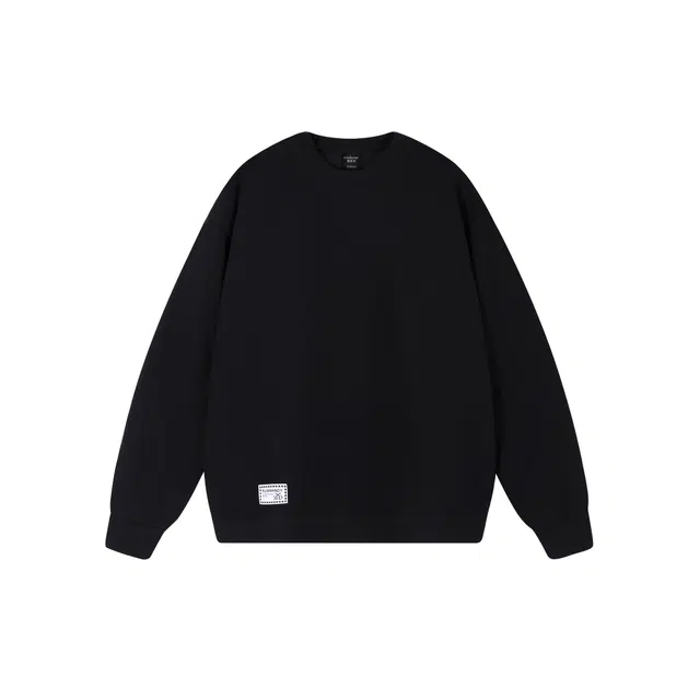 麓蔓蒂 美式复古街头潮流宽松圆领卫衣 男女同款 黑色