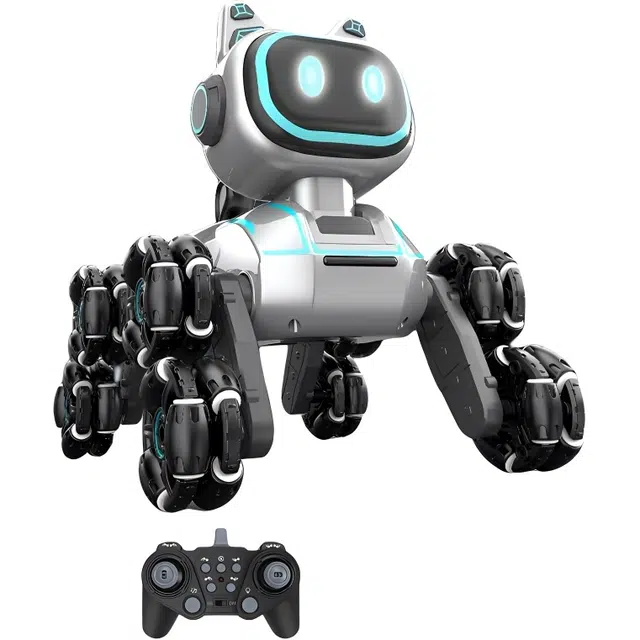 蒙柯 八轮特技智能机器狗酷炫灯光音乐 电动攀爬车摆臂车 遥控玩具