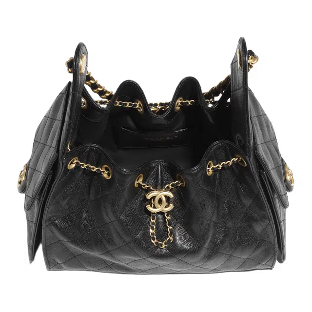 CHANEL 25P Classic Logo Shoulder Bag Small Black