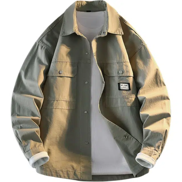 曲韩 美式复古外套高级感潮流上衣宽松夹克 男女同款