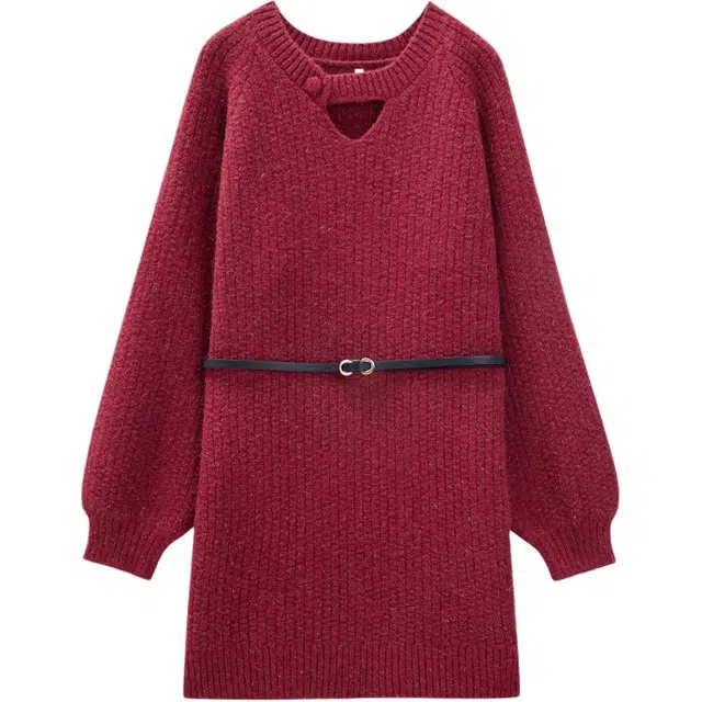 爱依服 纯色时尚简约舒适百搭长袖针织衫 女款