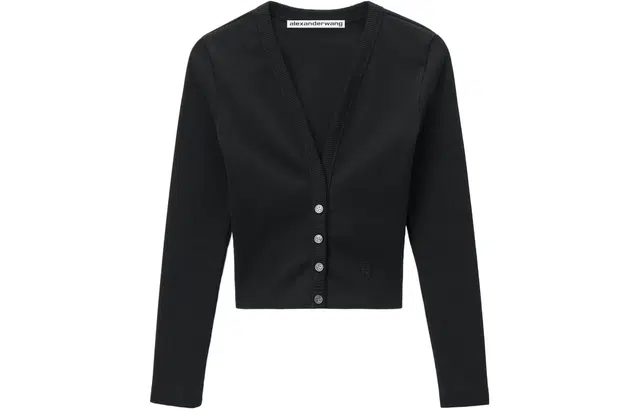 alexander wang Logo Embossed Cropped V-Neck Cardigan V