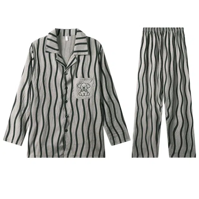 向薇 可外穿小狗舒适长袖长裤睡衣套装 男款