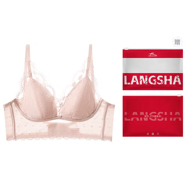 浪莎 聚拢提拉蕾丝文胸防外扩细肩带内衣舒适透气轻盈柔软亲肤胸罩 女款 礼袋装