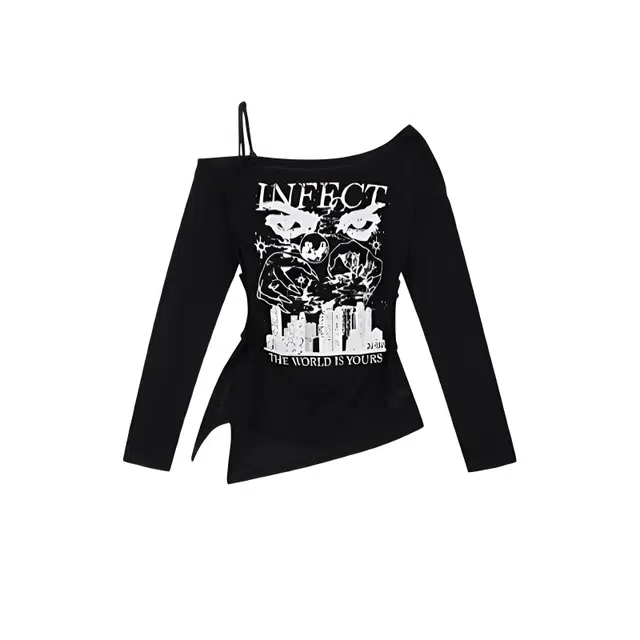 玉儿恋 复古美式街头辣妹一字领露肩防晒衣半透明女长袖雪纺衫 女款