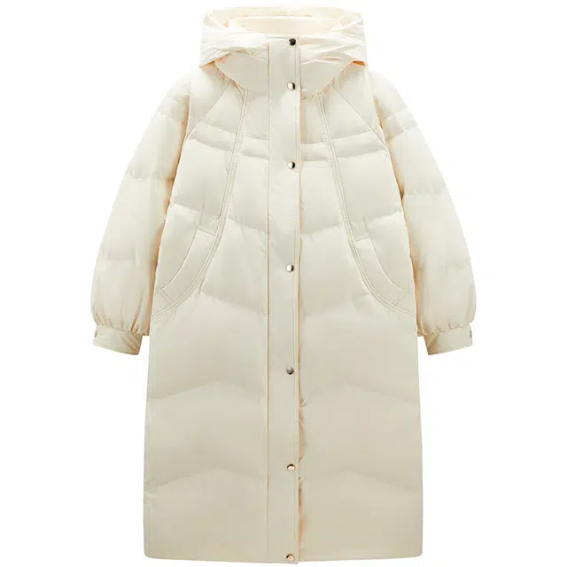 太平鸟 舒适休闲连帽面包服羽绒服 女款 米白