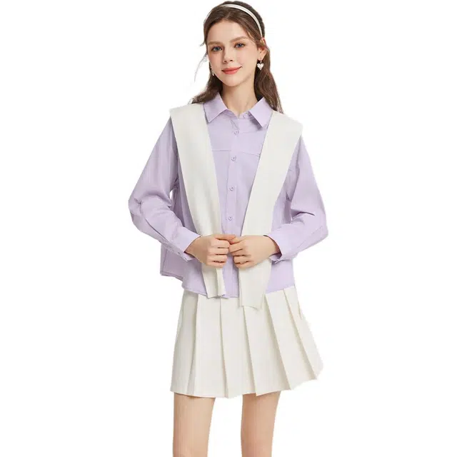 爱依服 简约纯色慵懒风通勤百搭长袖衬衫 女款