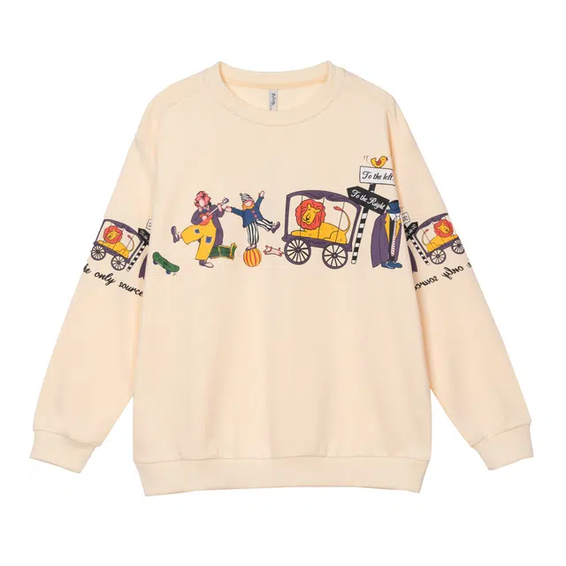 法文箱子 圆领舒适休闲卫衣 女款 米白