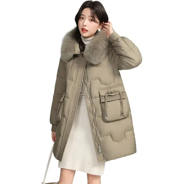 鸭鸭 纯色气质百搭时尚高级感保暖羽绒服 女款