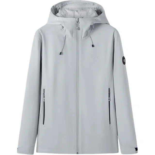 探路者 纯色舒适简约百搭连帽拉链夹克外套 女款 山影灰（女）