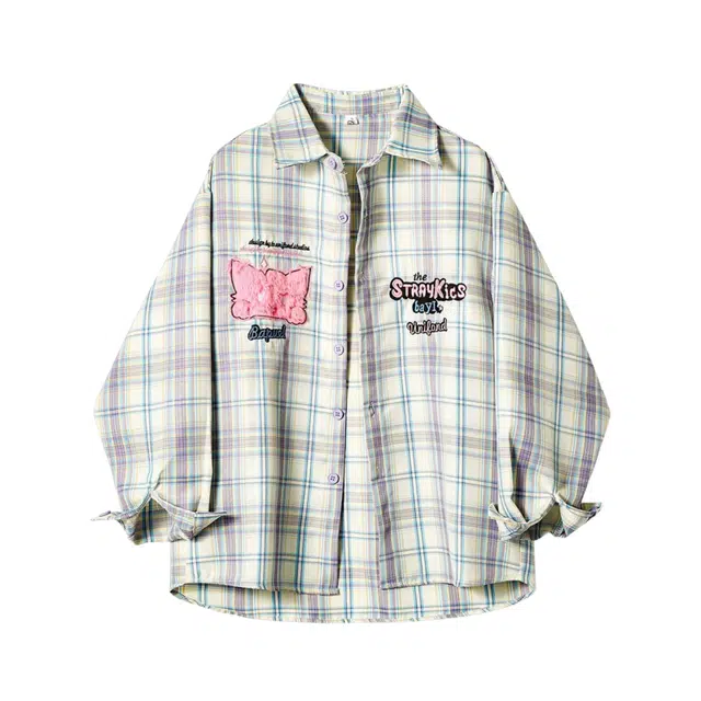 桴生 刺绣打底衫设计感别致宽松长袖衬衫 女款 蓝色