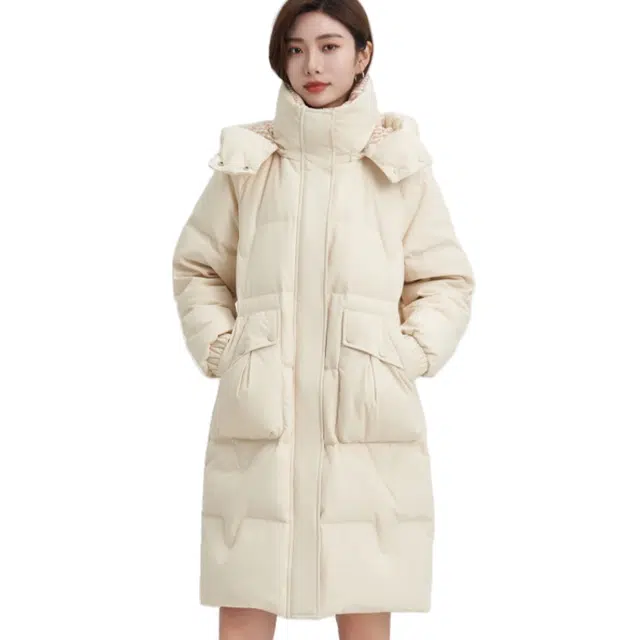 雅鹿 时尚经典纯色长款舒适保暖抗寒连帽防风防冻羽绒服 女款