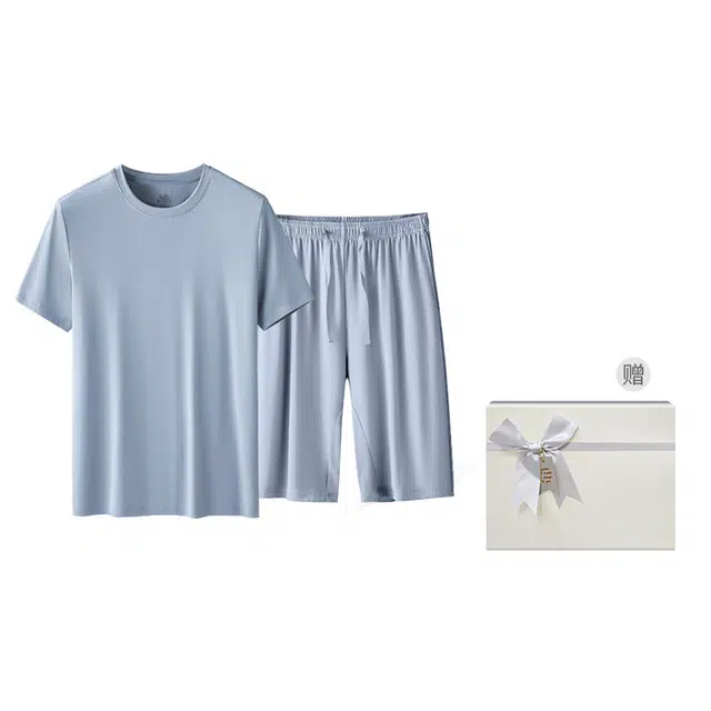 对你的私语 舒适透气短袖五分裤休闲可外穿家居服睡衣套装 男款 礼盒装