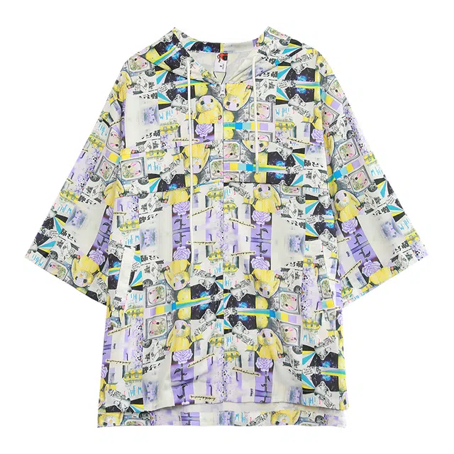 木果果木 百搭宽松连帽拉链短袖棒球服 男女同款 紫晶色