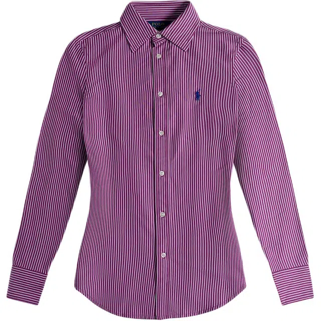 Polo Ralph Lauren Striped Pony Logo Shirt Purple