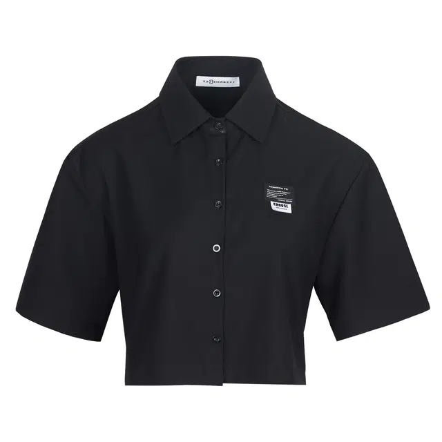 佐贝卡 纯色短款宽松休闲短袖衬衫 女款