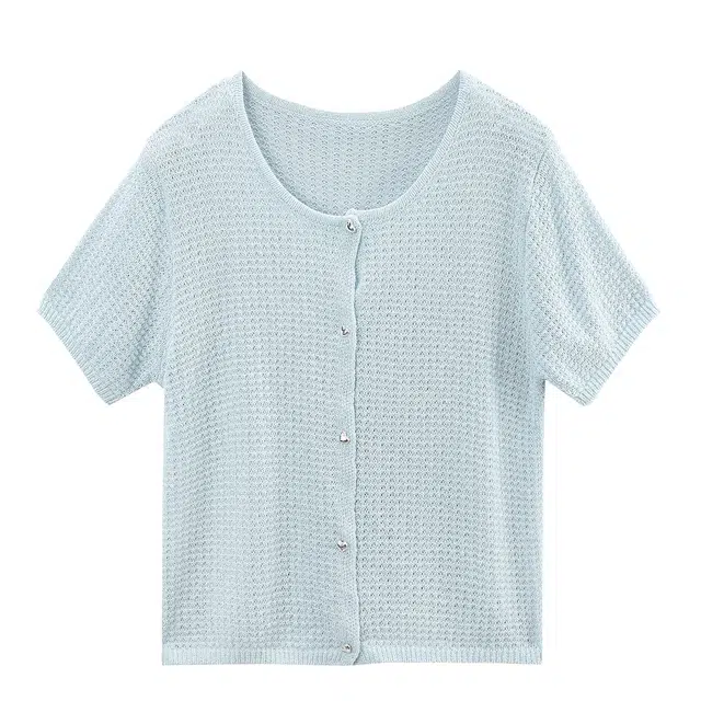 苏醒的乐园 纯色圆领短袖针织衫 女款