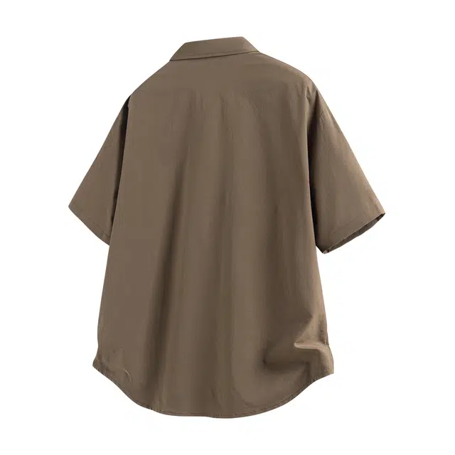 巴塞罗那足球俱乐部 薄款翻领宽松休闲百搭通勤简约短袖衬衫 男女同款