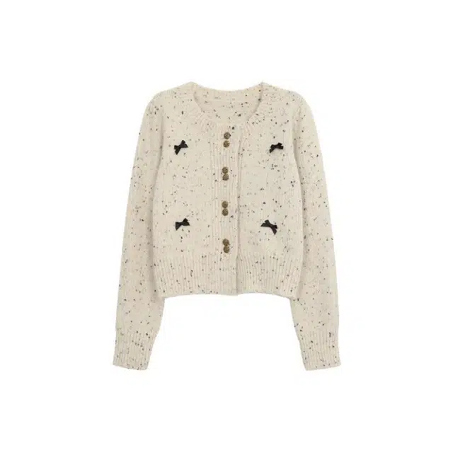 花蔓色 蝴蝶结设计感百搭宽松舒适通勤外套针织衫 女款