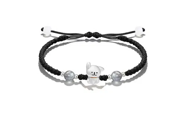 尚银福 可爱小狗 国潮新中式时尚优雅气质轻奢高级感 萌趣可爱少女心歪头狗狗编织绳手饰 织物 手绳 男女同款情侣款