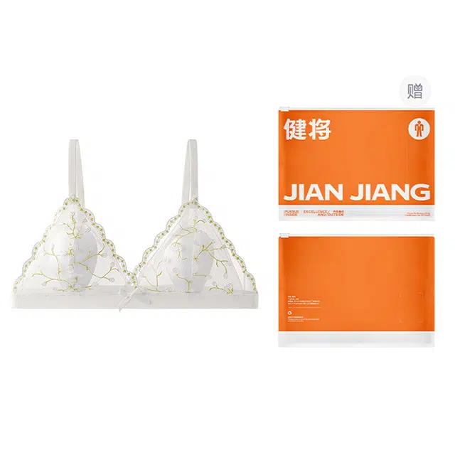 健将 法式蕾丝刺绣三角杯内衣轻盈兔耳杯透气网纱性感诱惑文胸 女款 礼袋装