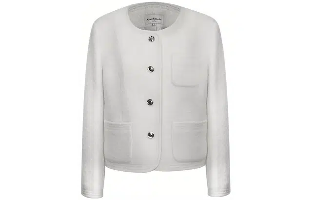 小小拉 纯色圆领简约夹克外套 女款 白色