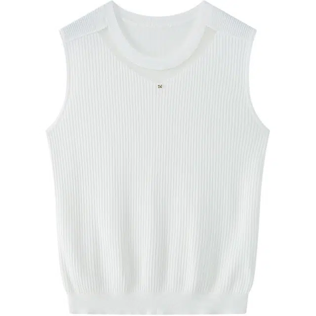 曲韩 时尚无袖圆领背心 女款