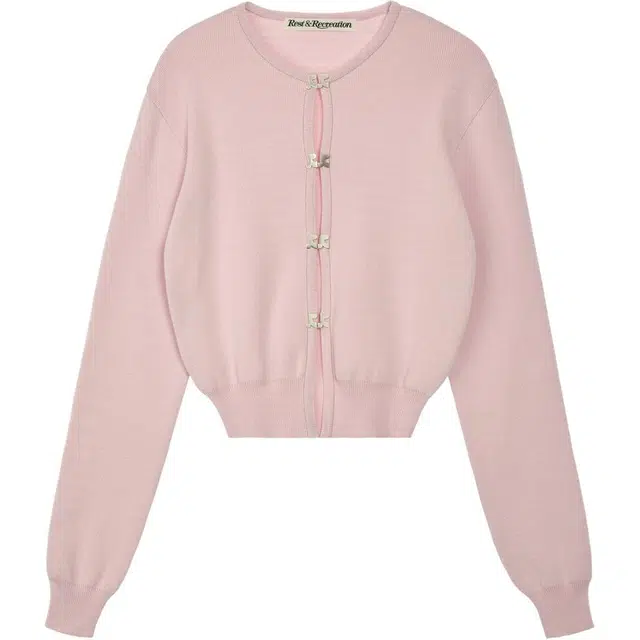 Rest&Recreation SS25 Logo Clip Knit Cardigan Pink