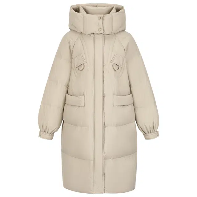 九条喵 鸭绒加厚连帽宽松长袖羽绒服 女款