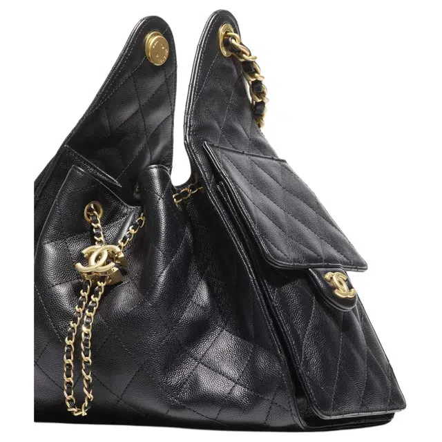 CHANEL 25P Classic Logo Shoulder Bag Small Black