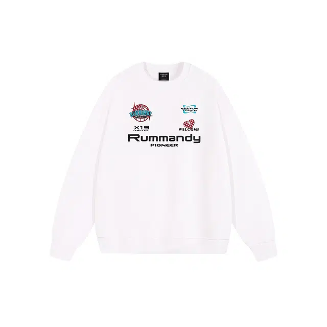 麓蔓蒂 美式复古重磅字母印花休闲宽松百搭圆领长袖上衣卫衣 男女同款