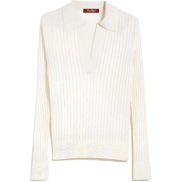 MaxMara Wool and silk sweater with polo shirt collar Polo