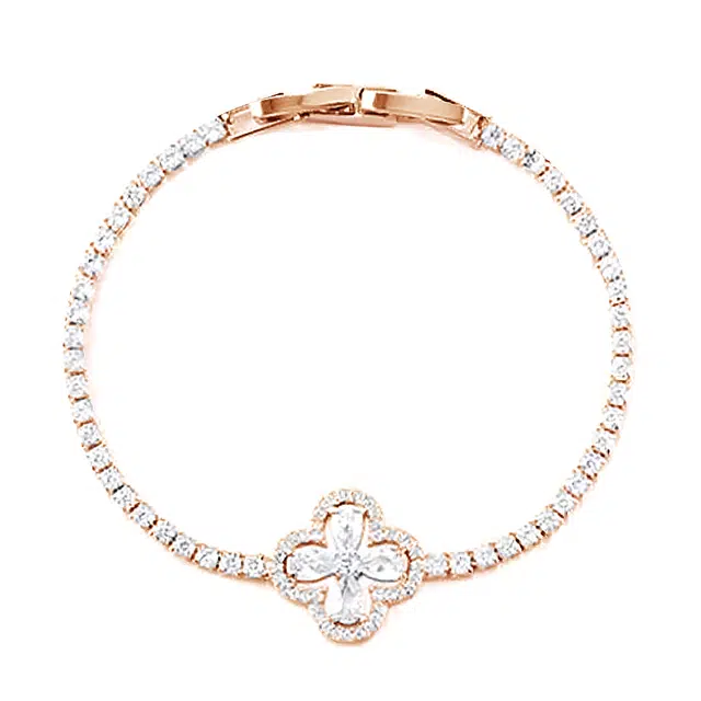 星珍思 幸运满钻四叶草好运时来运转招财纳福闪耀浪漫氛围优雅气质大方 精致高级设计 合金 手链 女款