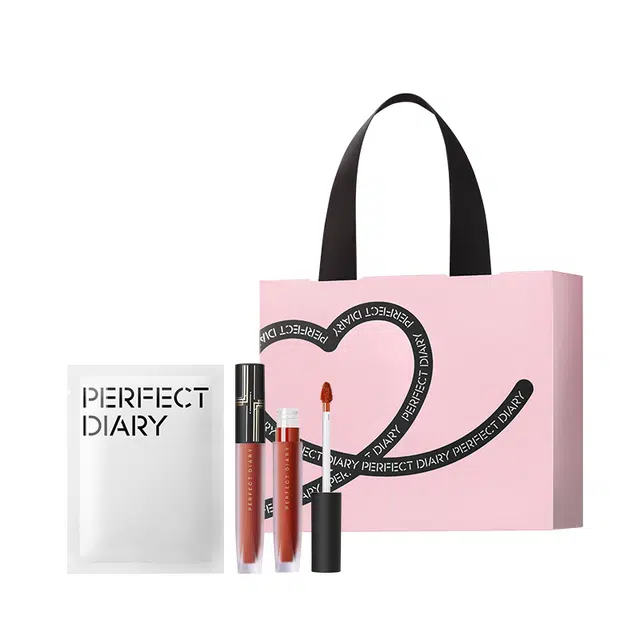 完美日记 天鹅绒系列 丝绒唇釉彩妆套装 易上色气色 粉色礼袋 双支装