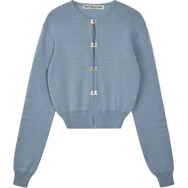 RestRecreation SS25 LOGO CLIP KNIT CARDIGAN SKY BLUE