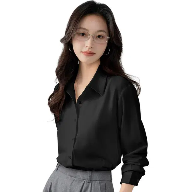 欧迪芬 纯欲春秋韩版宽松抗皱春夏长袖衬衫 女款