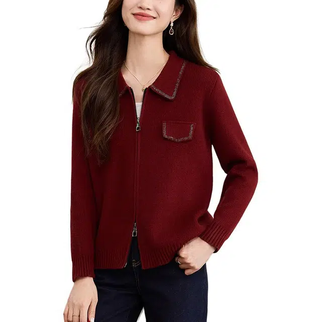 曲韩 小香风烫钻翻领开衫上衣气质短款长袖春秋夹克外套 女款