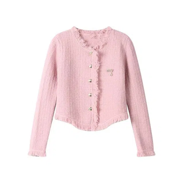 红蜻蜓 温柔千金感时尚百搭流苏开衫单排扣长袖针织衫 女款