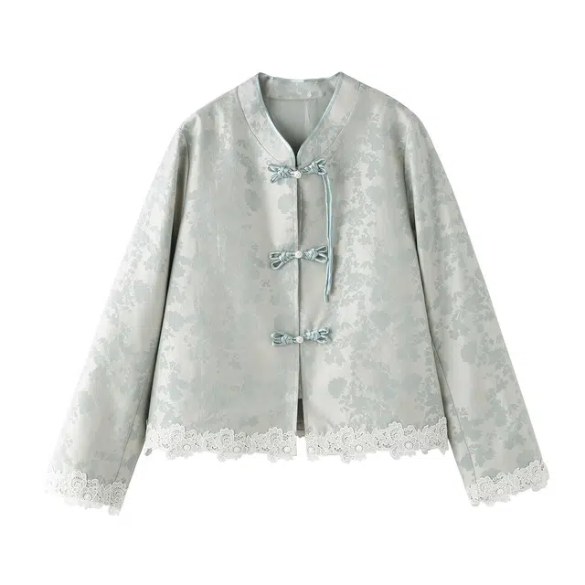 花栗鼠小姐 云山青青 单重工独特气质风上衣新中式国风短款夹克外套 女款