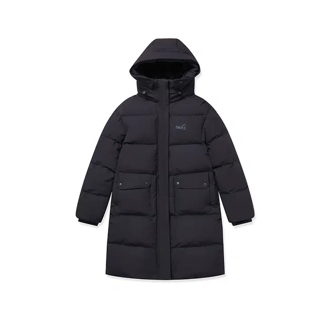 鸿星尔克 综训系列 炁凝科技防泼水防风抗静电保暖御寒锁温纯色宽松连帽羽绒服 女款 正黑